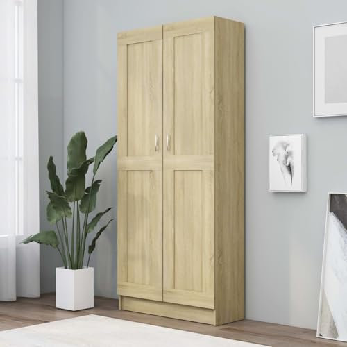 Xichuzi Bücherschrank, Standregal, Bücherregal, Aktenregal, Ordnerregal, Büroregal, Regal Für Ordner, Bookshelf, Sonoma-Eiche 82,5x30,5x185,5 cm Spanplatte