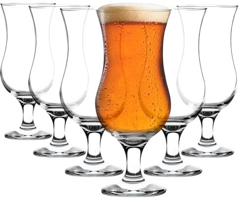 Rink Drink 460ml Vasos de Cerveza Artesanal con Tallo - Claro - 6x Grande Tulipán Cerveza Inglesa Sidra Pilsner Cóctel Bebida Copa Cáliz Juego de Vasos | Cristalería Regalos de Cumpleaños para Hombres