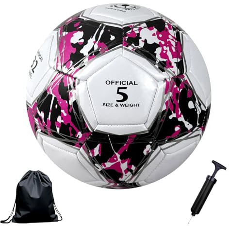 Aipwerer Pallone da Calcio Cucito Taglia 5,Pallone Calcio Bambino,per Amanti del Calcio,per Gioco Partita Calcio,Allenamento Indoor Indoor Team,Pallone per Allenamento (Nero e rosso, Taglia 5)