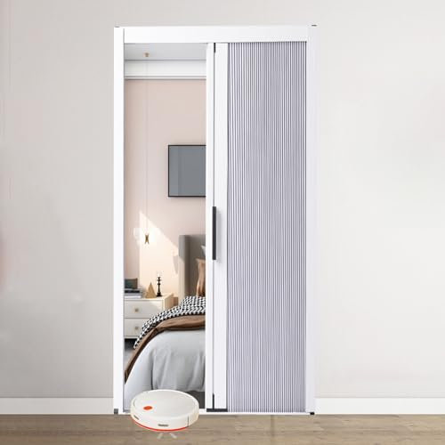 Puerta Plegable Anchura 60 90 120 150 180 210 Cm Puertas De Acordeón Interior, Sin Taladrar Lavadero/ Ducha/ Guardarropa Puerta Plegable Divisoria, Blackout Honeycomb Puerta Corredera(White,70X180CM)