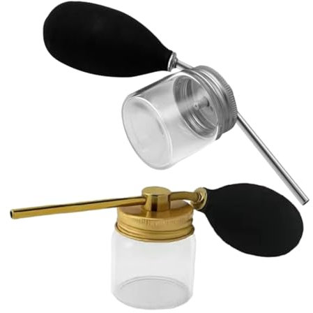 WEKADRIN 2pcs Portable Hair Fiber Spray Bottles Glass Powder Puff Applicator for Travel Barber Use