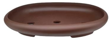 Genérico BIOMATA Maceta Bonsai Ceramica Ovalada para Kifu 28,8x21,7x4,5 cm | Maceta para Bonsai Resistente a Cualquier Clima | Tiesto Ceramica con Drenaje | Gres sin Esmalte