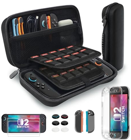 Tixlux Pack d’Accessoires pour Nintendo Switch 2 (2025) – Housse de Transport, Protection d’Écran, Coque Transparente, Capuchons de Joystick
