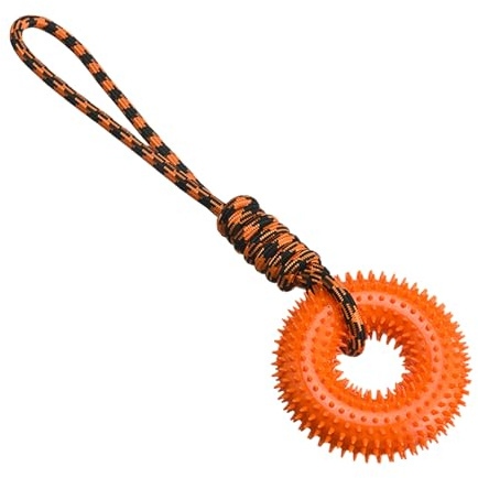 Hundespielzeug-Seil, stacheliger Ring für Kauer, aggressives, unzerstörbares Hundespielzeug mit Seil, 45 x 13 cm, ideal für Welpenzahnen, Langeweile und geistige Stimulation