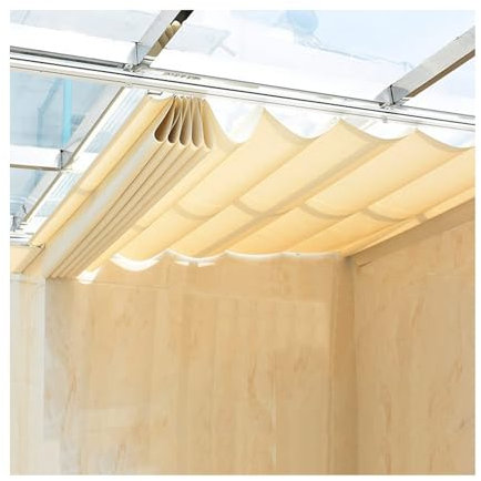 Toldo impermeable retráctil con forma de onda, perfecto para cenadores, jardines y piscinas (1,8 m x 8 m) – Solución de protección solar al aire libre