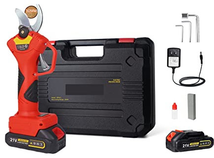 Forbici elettriche da potatura, 25mm/30mm/40mm Cordless Potatore Taglio Efficiente Albero da Frutto Bonsai Potatura Rami di Albero Elettrico Taglierina 16.8V/21V Batteria(30mm 21v)