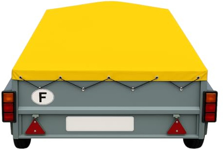 Bâche de Remorque Erde Expert LC 251–257 x 141 x10 cm–PVC 640g/m² Étanche & Anti-UV–Housse Haute Résistance avec Oeillets et Sandow–Fabriqué en France-Plusieurs Coloris Disponible. (Jaune 1003)