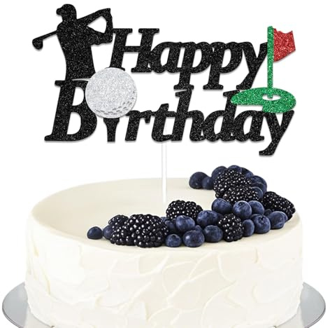Golf Happy Birthday Cake Topper Golf Theme Birthday Party Decorations | Golf Party Decorations Birthday Bachelorette Retirement Party Decoration Black Glitter
