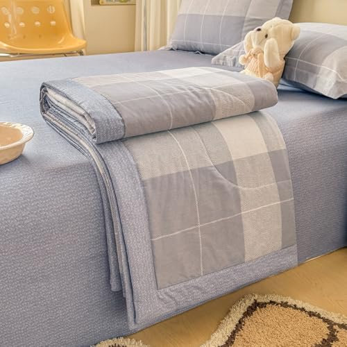 DOTBUY-SHOPQuilted Bedspreads 100% Cotton, Quilt Bed Throws Filling Duvet Super King Single Double Size Children's Bed Quilted Throw for All Season (Style 9,150x200cm)