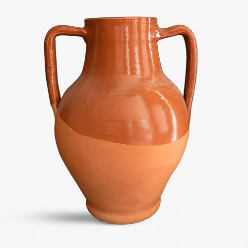 Generico Fiasco in Terracotta Semi-Smaltato a Bocca Larga - Autenticità Italiana - Altezza 25 cm
