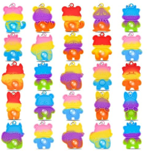 JEYORZY 25 Stück Pop It Spielzeug,Pop It Bubble Sensory Fidget Toy, Sensorisches Fidget Spielzeug mit Tierforme,Anti-Stress Popspielzeug für Kinder und Erwachsene,für Geburtstag,Weihnachten