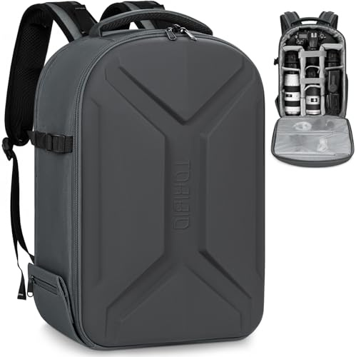 Sac à Dos Rigide pour Appareil Photo avec Compartiment pour Ordinateur,Gris