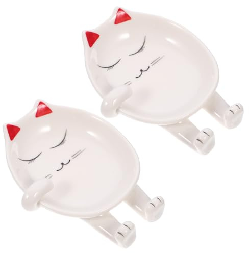 Warmhm 2 pièces Support Compact Céramique pour Cuillère et Couvercle de Casserole Résistant Chaleur Facile à Nettoyer Organise Efficacement Ustensiles de Cuisine Lot de Rouge