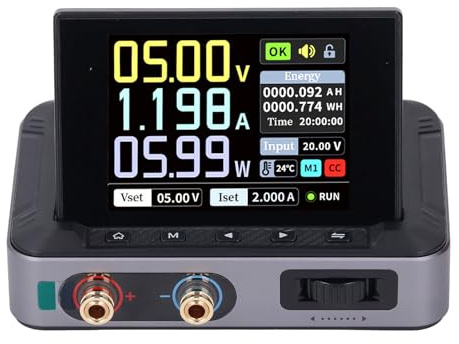 Cryfokt Fuente de Alimentación CC Programable Variable, Conmutación Ajustable 0-30 V 0-5 A 0-150 W Salida con Pantalla HD IPS de 2,8 Pulgadas, Entrada PD QC CC, Seguridad Múltiple para