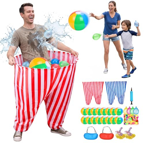 133Pcs Granny Pants Gartenspiel 2er-Pack mit 16 Bällen, Riesenhose Ballfangspiel für Kinder & Erwachsene, Wurfspiel für Sportfest Karneval Geburtstag Familientreffen