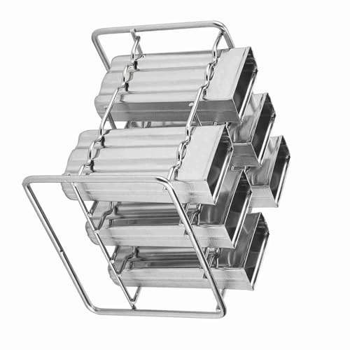 Aolidsive Molde para Helado de Acero Inoxidable 304, Rejilla Casera, 6 Palitos Cuadrados para Hacer Pop, Sellos de Silicona, 1 Crema de Congelación Rápida, Reutilizable, Fácil (Doble ranura de