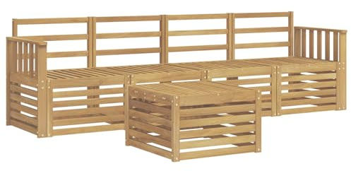 vidaXL Outdoor-Sofagarnitur 5 pcs Weiß Massivholz Akazie, Garten Lounge-Sofa, strapazierfähige Außensitzgruppe, modernes Terrassenmöbel, bequemer Wohnbereich