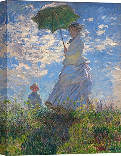 Art Print CAFÉ – Kunstdruck auf Leinwand – Claude Monet, Frau mit Sonnenschirm Monet – 60x40 cm