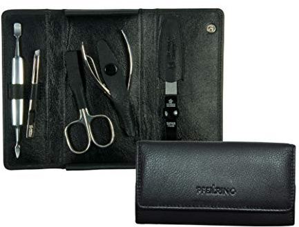 Pfeilring Manicure-Etui, Nappaleder, schwarz, 5-teilig, Inox-Füllung, mit HZ