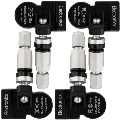 4 x RDKS TPMS däcktryckssensor däcktryckskontrollsystem metallventil silver lämplig för Corvette C5