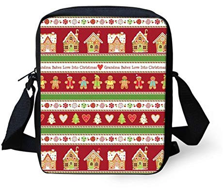 Pizding Sac à bandoulière pour enfants, garçons, filles, femmes, hommes - Rouge - Pain d'épices, Taille unique