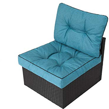 PillowPrim Gartenkissen auf gartenmöbel Rattan Gartenpolster Polsterauflagen Deko Kissen Auflage Polster Ersatzpolster für PE Rattansessel 60x60x40 Blau