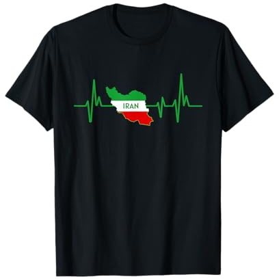 Heartbeat Design Iranian Flag Iran T-Shirt