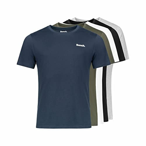 BENCH - Set Regalo da Uomo Everyday Essentials Multipack Lounge a Maniche Lunghe e Corte - Confezione da 5 e 3 vestibilità Classica, Girocollo in Colori Assortiti (M, Oliver/Assortiti)