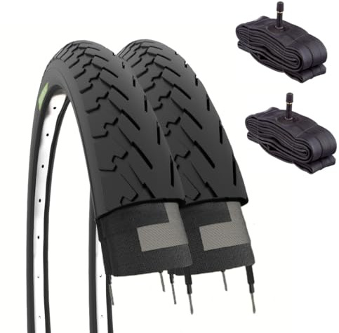 Ecovelò 2 pneus 700 x 35 C + Chambres Amérique, pneus City Bike Trekking 700 x 35 28 1 5/8 3/8 Noir
