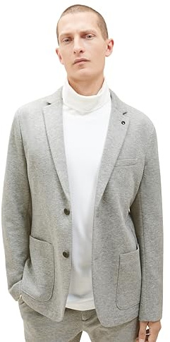 TOM TAILOR Giacca in Jersey Piquet Elasticizzato, 12035-Grigio Erica Melange, 48 Uomo