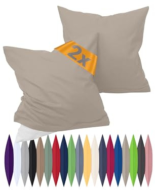 Npluseins Housse de Coussin pour traversin 40x15 cm - Lot de 2 Housse Coussin traversin en Coton renforcé, 100% Coton Doux – Simple et élégante, 698.898 - Cappuccino