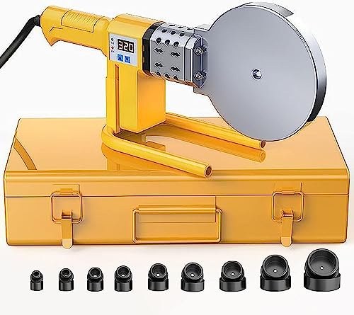 Soldador por fusión de tuberías de plástico, calentador de tuberías de agua PPR, ajuste de 0-300 ℃, con cabezal de matriz de 9 piezas, for soldar tuberías (20-63MM + 75-110MM) PPR/PE/PP