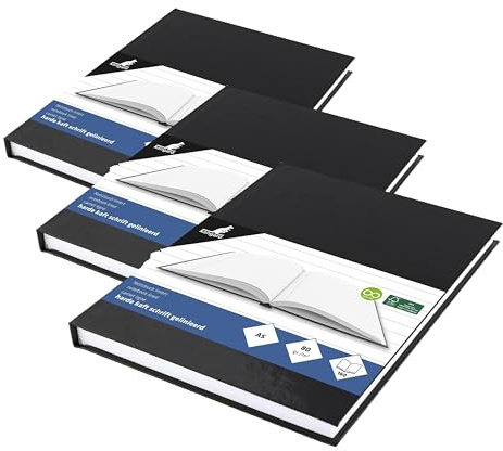 Kangaro Notizbuch A5 hard cover liniert cover schwarz, 80 grams, 80 Seiten liniert mit Seitenlinie K-5519 21.7x15.5x1 (Packung mit 3)