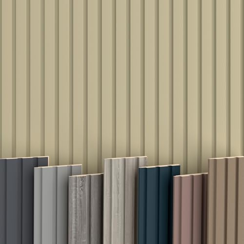 BEATS Lamellen 2,75m HEXIM - MDF Holz Lamellenwand Wandpaneele Lamellenverkleidung Wandverkleidung Lamellenpaneele Holzpaneele Natur (4 Paneele & Zubehör, Beats De Luxe Palomino)