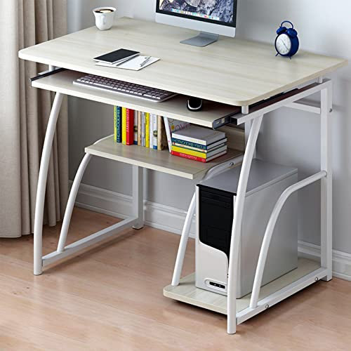 KAZUP Computertisch mit Tastaturablage, moderner Home-Office-Schreibtisch mit Regalen und CPU-Fach, einfache Montage, Laptop-Tisch, Arbeitszimmer, Schreibtisch, Arbeitsplatz-C 70 x 40 x 71 cm (28