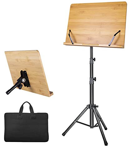HJXGQJM Orchesterpult Aus Holz, Notenständer Klappbar Höhenverstellbar Einstellbar Notenständer & Tischständer 2 In 1 Doppelnutzung,mit Tragetasche, Mit Metall Stativfuß Notenständer
