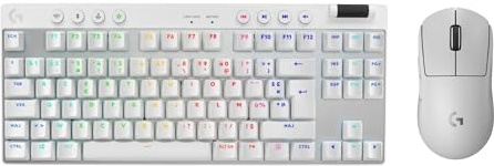 Logitech G PRO X SUPERLIGHT 2 LIGHTSPEED souris gaming sans fil, recharge USB-C, PC et Mac + PRO X TKL LIGHTSPEED clavier gaming sans fil, sans pavé numérique, touches en PBT (Français AZERTY) - Blanc