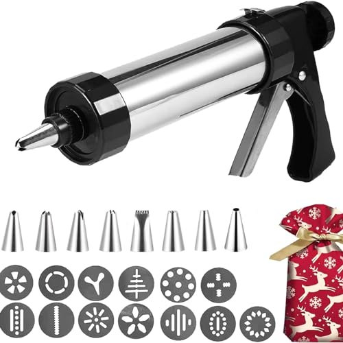 Altsuceser 23Pcs Cookie Press Icing-Gun Stainless Steel Cookie Press Kit Heavy-duty Cookie Press Maker Kit Biscuit Maker Machine Cookie Press-Gun For Christmas Party/Birthday Celebration Sets