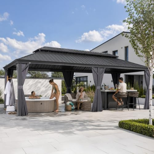 PURPLE LEAF Tonnelle de Jardin Exterieur 6 x 4,25 m Pergola Aluminium Gris