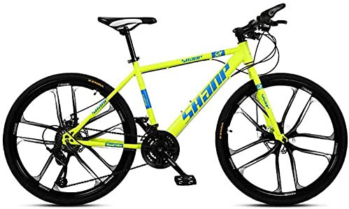 QUNINE 26 Zoll Mountainbike Herren Doppelscheibenbremse Hardtail Mountainbike Fahrrad Verstellbarer Sitz Rahmen aus Kohlenstoffstahl (Schwarz 3 Speichen 30 Geschwindigkeit)
