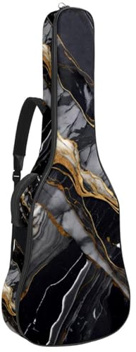 Universale Akustikgitarre Tasche für 40/41/42 Zoll Gitarren Wasserdicht mit mehreren Taschen Schwarz Marmor Textur, mehrfarbig, 42.9x16.9x4.7 in, Gitarrentasche