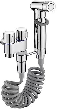 Fluaonb Valvola di Controllo Doppia 1-In-2-Out Mini Rubinetto Multifunzione Mini Kit Doccia un Pressione per Rubinetto da Bagno per Bidet e Doccia-C
