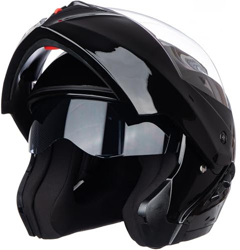Helm für Motorräder Full-Face Motorcycle Helmet Tragbarer Integralhelme Flip-up Motorradhelm Zertifizierung von ECE (Helles Schwarz, M)