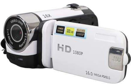 Bewinner Videocámara Portátil Mini DV de 16 MP,Zoom Digital 16X,Cámara de Vlogging de Fotos 1080P con Pantalla LCD de 2,7 Pulgadas,Antivibración, Selfies con Temporizador y (Enchufe