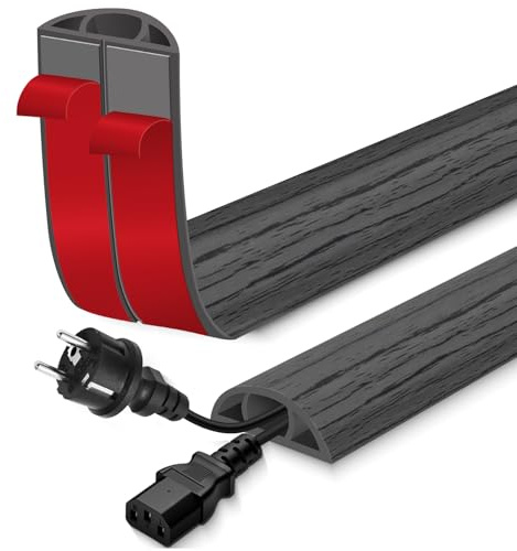 Canalina passacavi adesiva protezioni per cavi a pavimento passacavi pavimento in PVC canalina cavi (Legno grigio scuro, 30mm×3m)