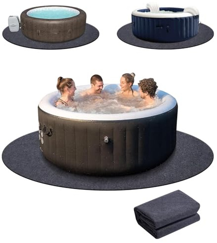 Novelfun Hot Tub Flooring Mat, Waterproof Round Mat 7.5 x 7.5 FT for Inflatable Hot Tub Outdoor Protector Backing Prevents Liquid Penetration for Protect Floor - 90Inch