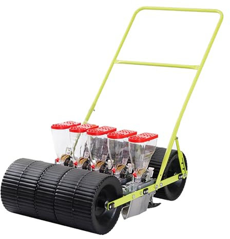 Precision Walk-Behind Row Crop Planter for Planting Corn Soybean Peanut Wheat Beans - Hand Push Vegetable Seeder Planter for Garden Sowing
