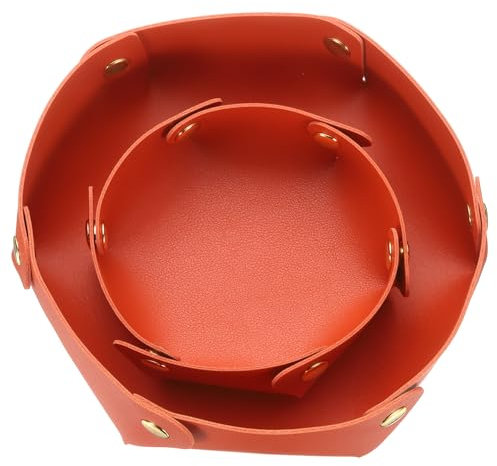 sourcing map 2 bandejas de valet para mujeres y hombres, bandeja de joyería de piel sintética para entrada, mesita de noche, organizador de almacenamiento para joyas, llaves, monedas, relojes, cartera