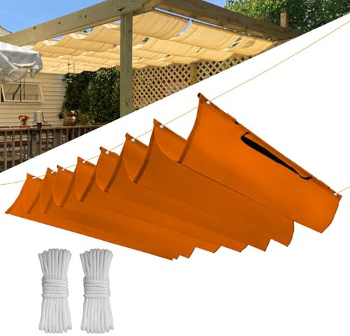 Einziehbar Welle Sonnensegel 3.5x4M(BxL), Verstellbar Schattenabdeckung, Wasserdicht Sonnenschutz Sonnenschutz Schutz vor UV- Strahlungen für Pergola Garten Schattenabdeckung - Orange