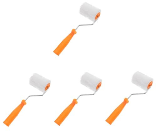 NUOBESTY 4 Pièces Rouleau Auto-nivelant Niveleur Outil Partie Niveau Pointe Mousse Dopé Nivellement Béton Lisse Poignée Plâtre Ciment Rouleuse Cannage Rouleau Plastique